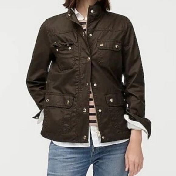 J. Crew Downtown Field Utility Military Wax Jacket Brown Size XS - Picture 4 of 11